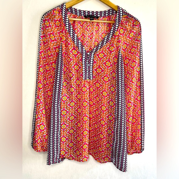 Zac and Rachel Boho Indie Garden Party Vibrant Patterned Women's Top Size XL - Picture 1 of 4
